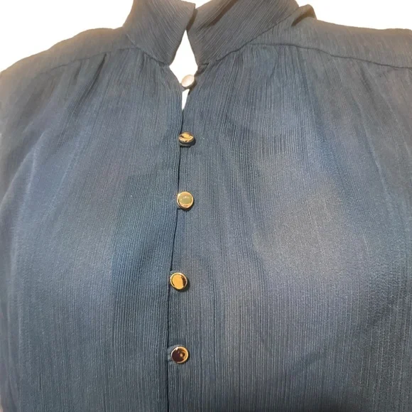 Ann Taylor XL Teal Button Down Blouse - Picture 4 of 7